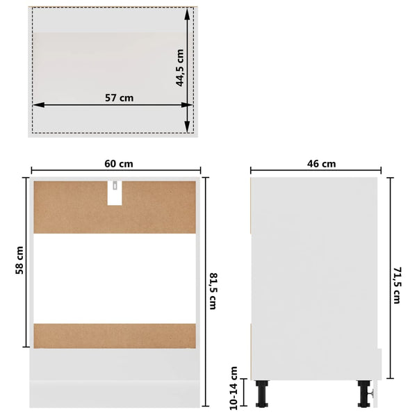 Weißer Ofenschrank Pompilas 60x46x81,5cm (Holz)