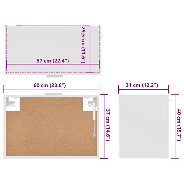 Weißer Wandschrank Pompilas 60x31x40cm (Holz)