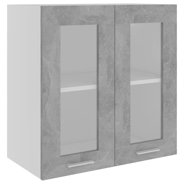 Betongrauer Wandschrank mit Glas Pompilas 60x31x60cm (Holz)