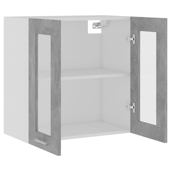 Betongrauer Wandschrank mit Glas Pompilas 60x31x60cm (Holz)