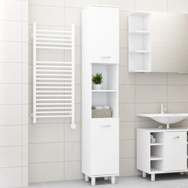 Valkoinen kylpyhuonekaappi Staji 30x30x179cm (puinen)