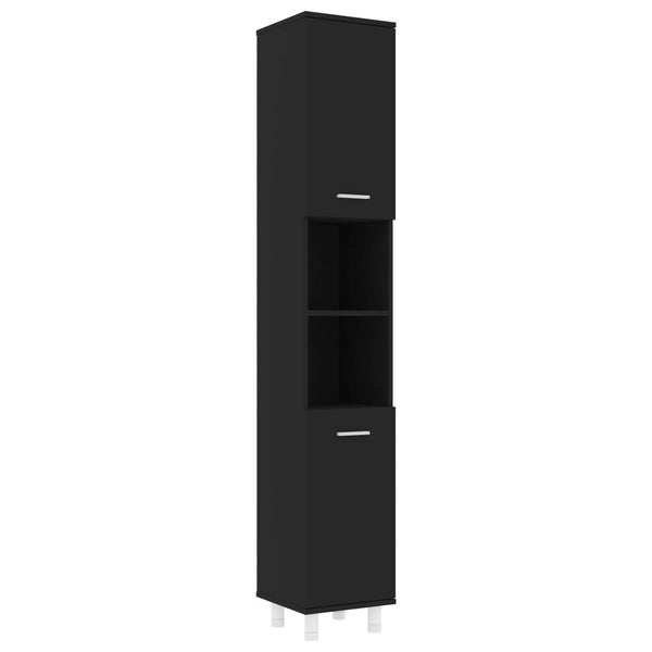 Schwarzer Badezimmerschrank Staji 30x30x179cm (Holz)