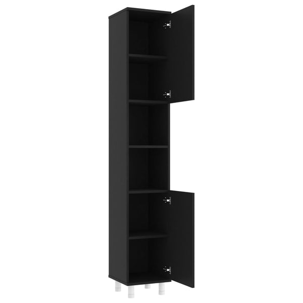 Schwarzer Badezimmerschrank Staji 30x30x179cm (Holz)