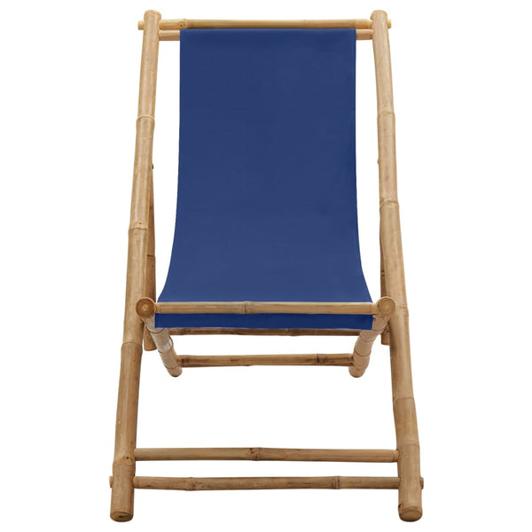 Marineblauer Deckchair aus Bambus und Stoff Mocanel