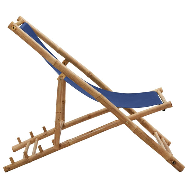 Marineblauer Deckchair aus Bambus und Stoff Mocanel