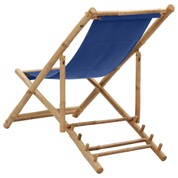 Marineblauer Deckchair aus Bambus und Stoff Mocanel
