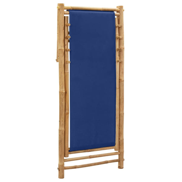 Marineblauer Deckchair aus Bambus und Stoff Mocanel