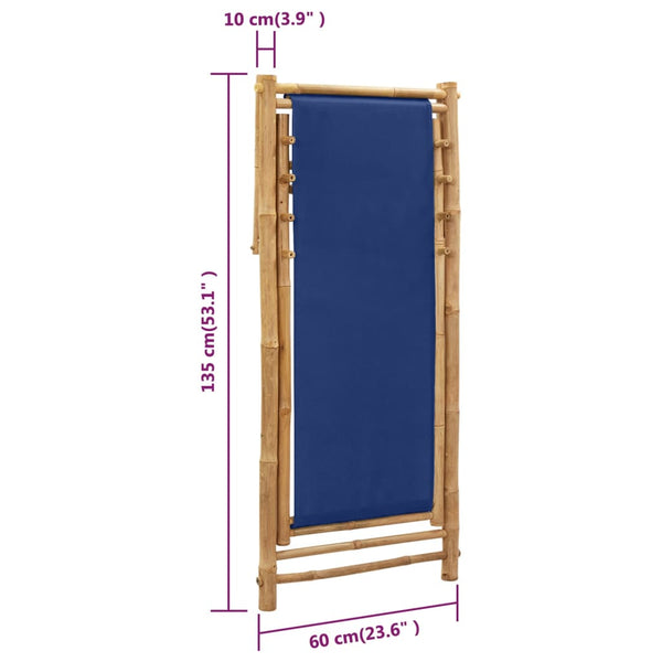 Marineblauer Deckchair aus Bambus und Stoff Mocanel