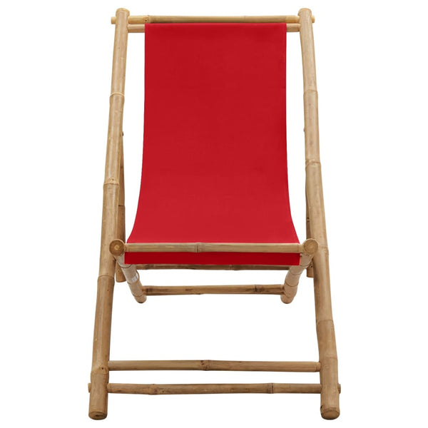 Roter Deckstuhl Bambus und Stoff Mocanel
