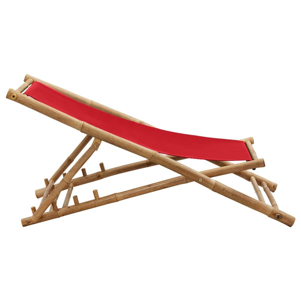 Roter Deckstuhl Bambus und Stoff Mocanel