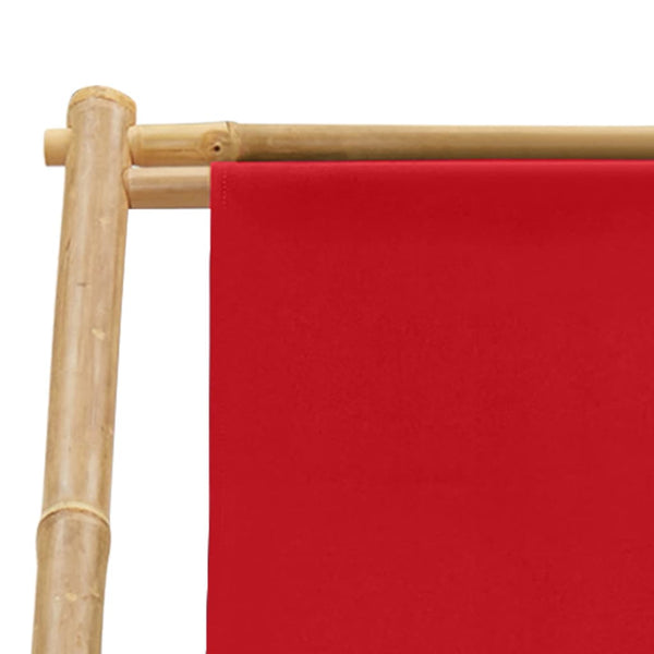 Roter Deckstuhl Bambus und Stoff Mocanel