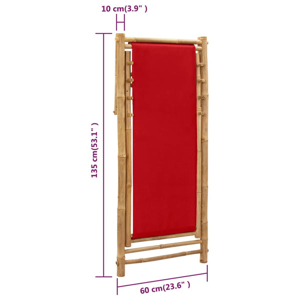 Roter Deckstuhl Bambus und Stoff Mocanel