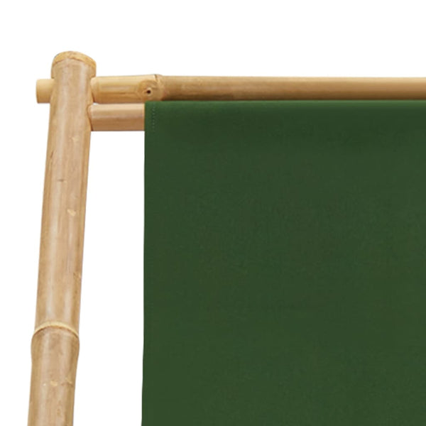 Grüner Deckstuhl Bambus und Stoff Mocanel