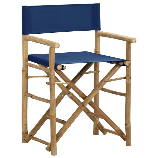 Blauer Klappstuhl Alisa (2 Stück, Bambus und Stoff)