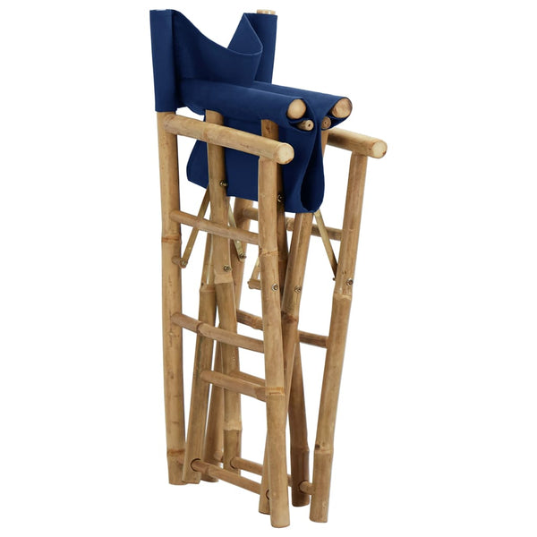 Blauer Klappstuhl Alisa (2 Stück, Bambus und Stoff)