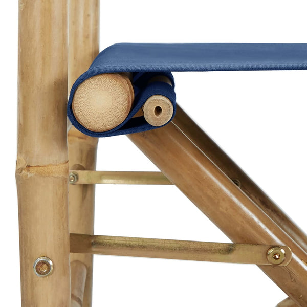 Blauer Klappstuhl Alisa (2 Stück, Bambus und Stoff)