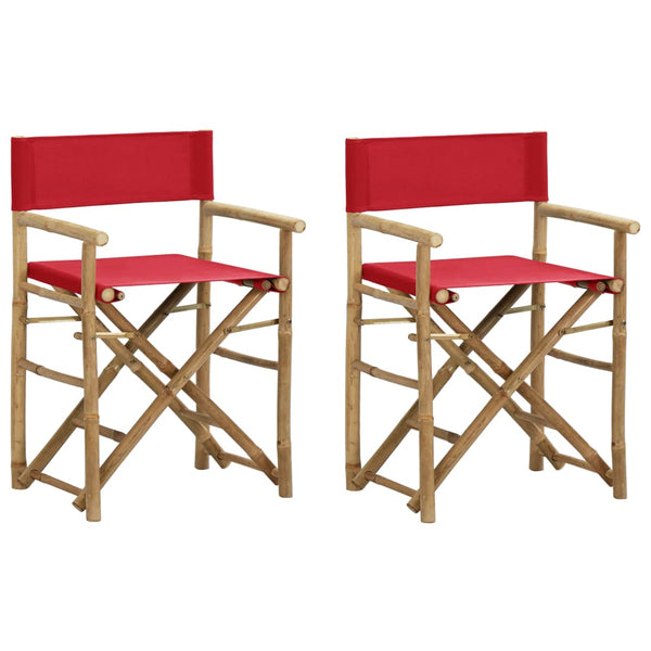 Roter klappbarer Regiestuhl Alisa (2 Stück Bambus und Stoff)