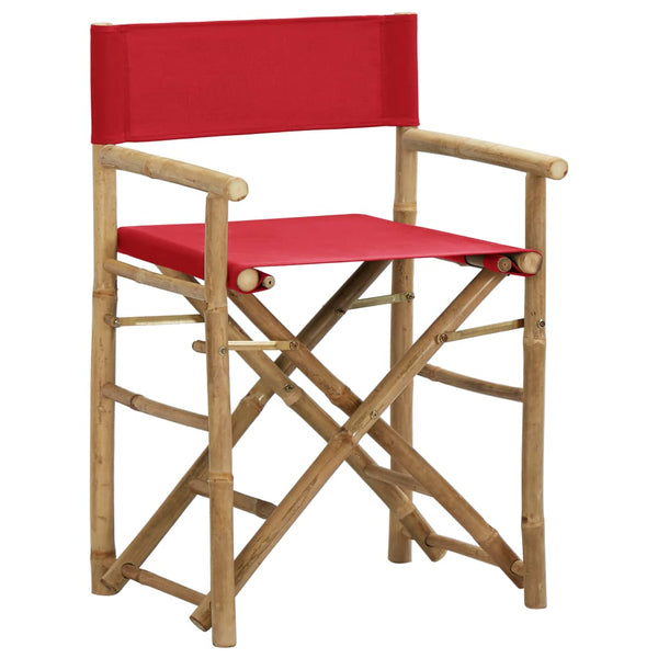 Roter klappbarer Regiestuhl Alisa (2 Stück Bambus und Stoff)