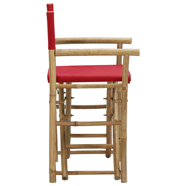Roter klappbarer Regiestuhl Alisa (2 Stück Bambus und Stoff)