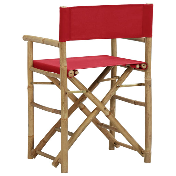 Roter klappbarer Regiestuhl Alisa (2 Stück Bambus und Stoff)