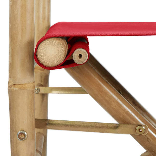 Roter klappbarer Regiestuhl Alisa (2 Stück Bambus und Stoff)