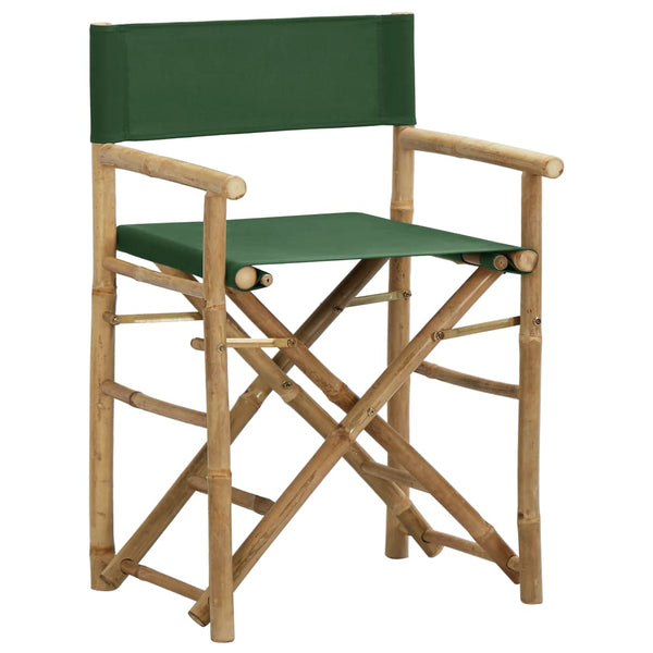 Grüner Klappregiestuhl Alisa (2 Stück Bambus und Stoff)