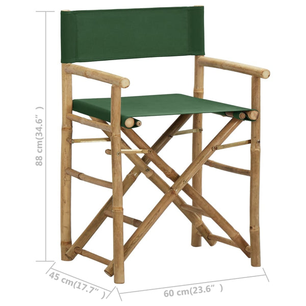 Grüner Klappregiestuhl Alisa (2 Stück Bambus und Stoff)