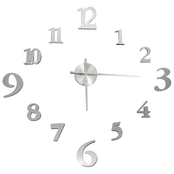 Silberne 3D-Wanduhr, modernes Design, Gillda 100cm (XXL)