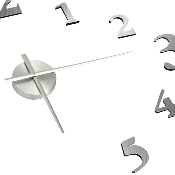 Silberne 3D-Wanduhr, modernes Design, Gillda 100cm (XXL)
