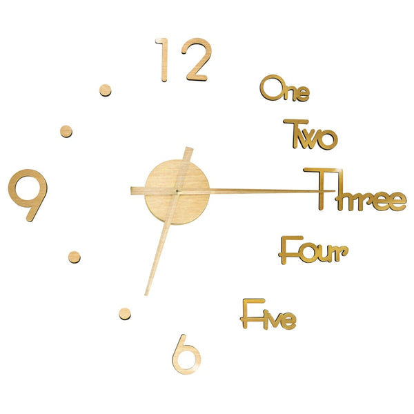 Goldene 3D-Wanduhr, modernes Design, Elene 100cm (XXL)