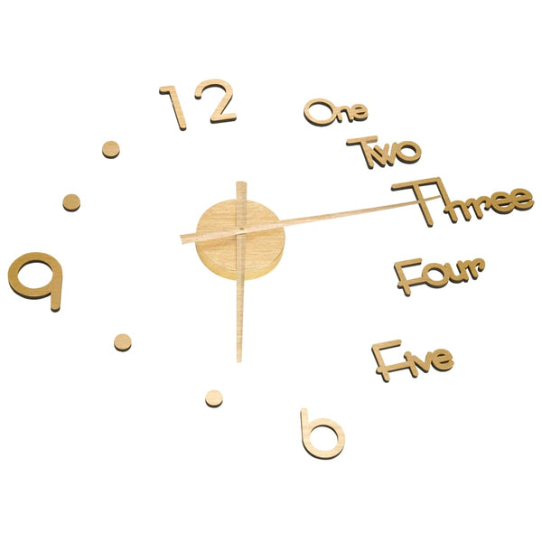 Goldene 3D-Wanduhr, modernes Design, Elene 100cm (XXL)