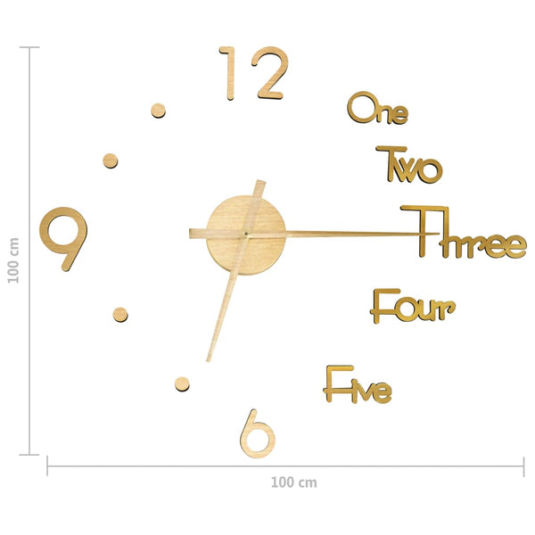 Goldene 3D-Wanduhr, modernes Design, Elene 100cm (XXL)