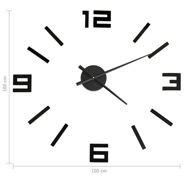 Musta 3d-seinäkello moderni muotoilu Rufus 100cm (xxl)