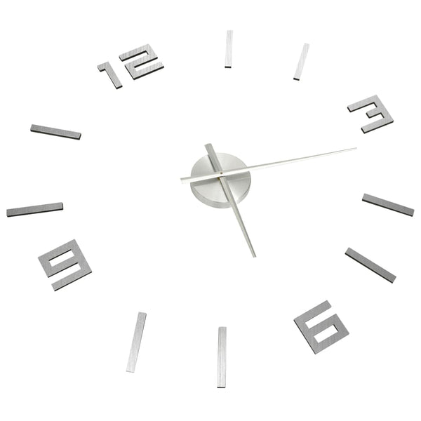 Silber 3D-Wanduhr modernes Design Rufus 100cm (XXL)