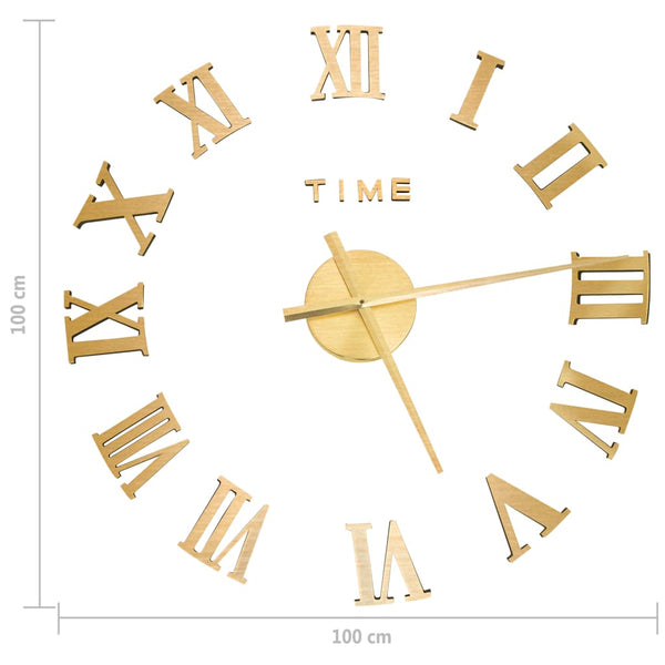 Gold 3D-Wanduhr modernes Design Milodita 100cm (xxl)