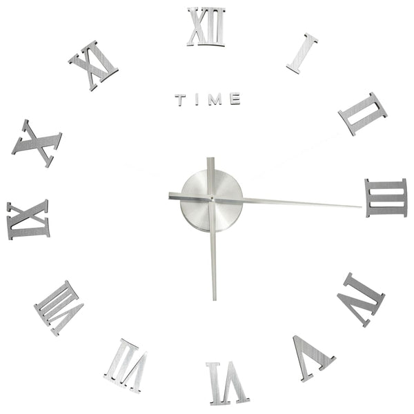 Silberne 3D-Wanduhr, modernes Design Milodita 100 cm (XXL)