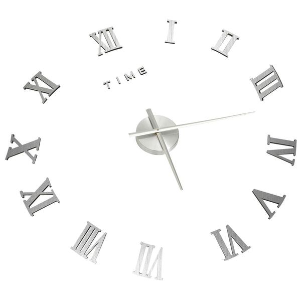 Silberne 3D-Wanduhr, modernes Design Milodita 100 cm (XXL)
