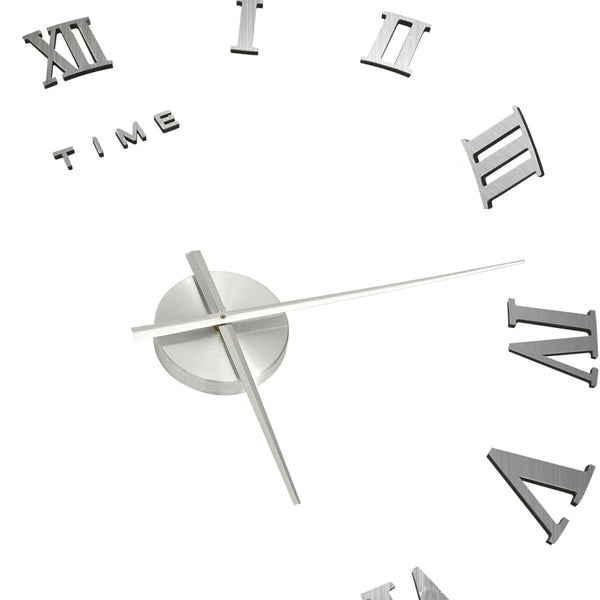 Silberne 3D-Wanduhr, modernes Design Milodita 100 cm (XXL)