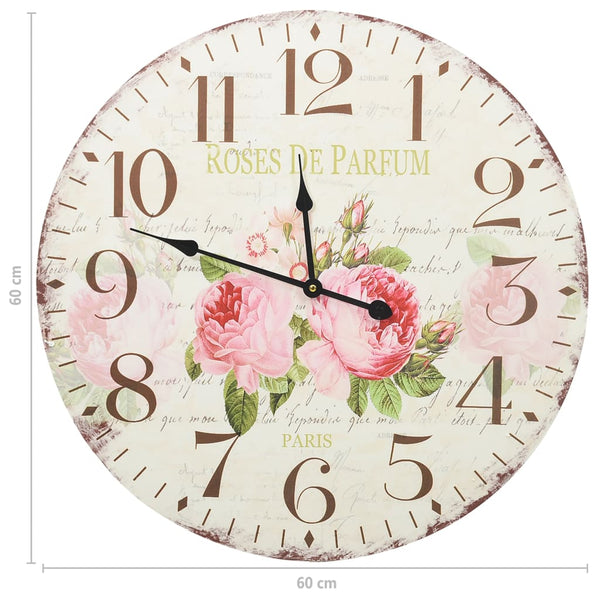 Wanduhr Vintage Blumen Tifor 60cm