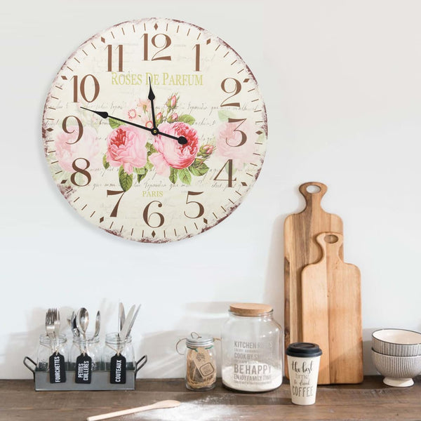Wanduhr Vintage Blumen Tifor 60cm