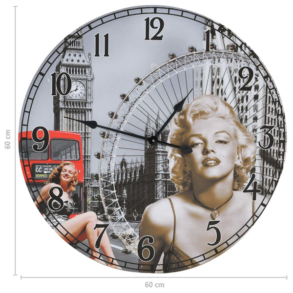 Vintagetyylinen seinäkello marilyn monroe Tifor 60cm