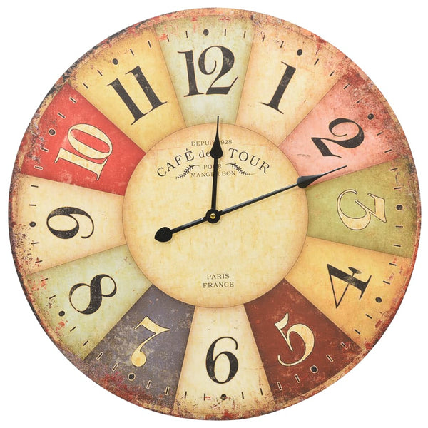 Bunte Vintage-Wanduhr Tifor 60cm