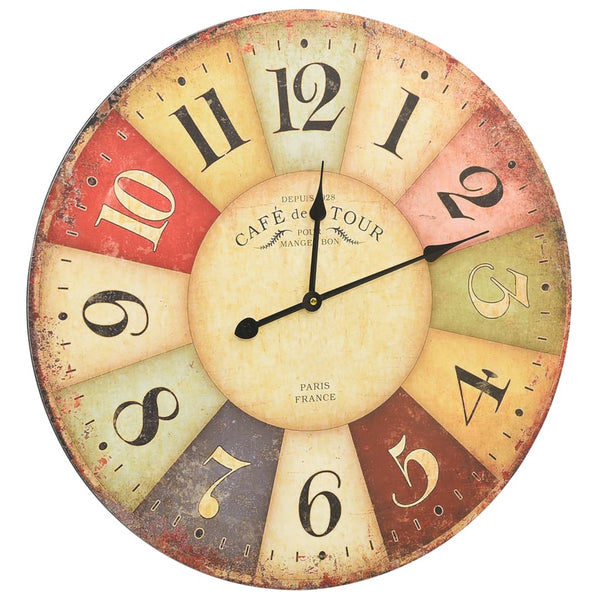 Bunte Vintage-Wanduhr Tifor 60cm
