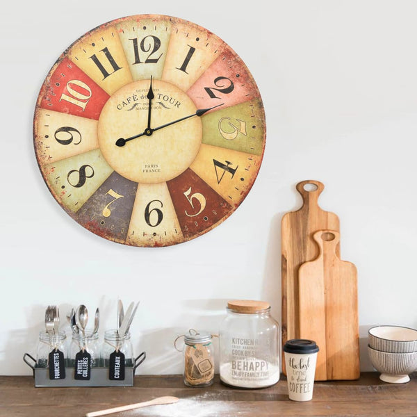 Bunte Vintage-Wanduhr Tifor 60cm