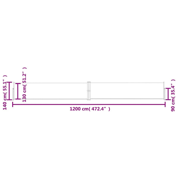 Creme einziehbare Terrassen-Seitenmarkise Solimna 140x1200cm