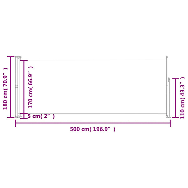 Blauer einziehbarer Seitenmarkise für Terrassen, SNR 180x500cm