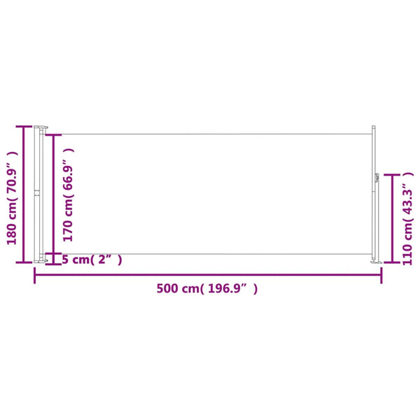 Rote einziehbare Terrassenseitenmarkise Snr 180x500cm