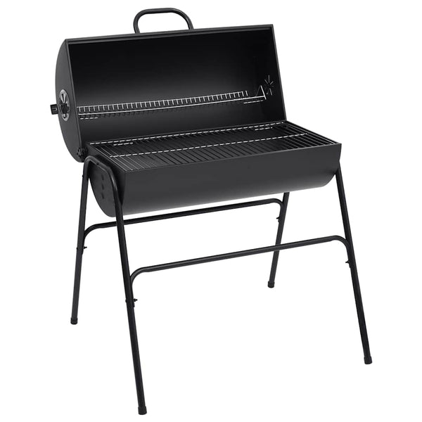 Schwarzer Fassgrill Adamia 80x95x90cm (mit 2 Grillrosten, Stahl)