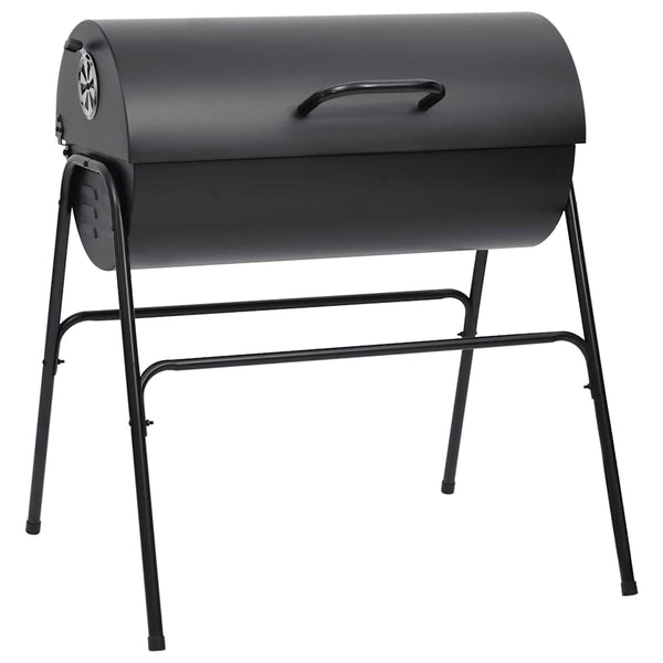 Schwarzer Fassgrill Adamia 80x95x90cm (mit 2 Grillrosten, Stahl)