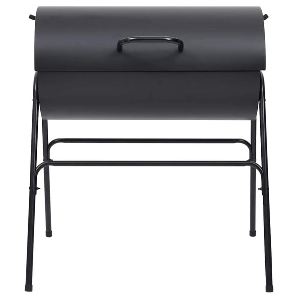 Schwarzer Fassgrill Adamia 80x95x90cm (mit 2 Grillrosten, Stahl)